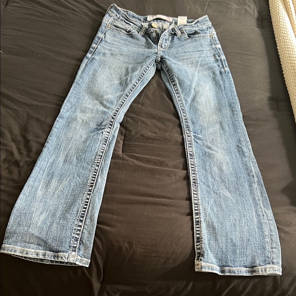 Tin Haul Women's Faded Light Blue Bootcut Jeans